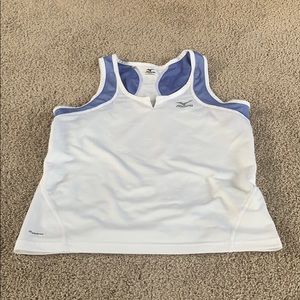 White and blue athletic tank top